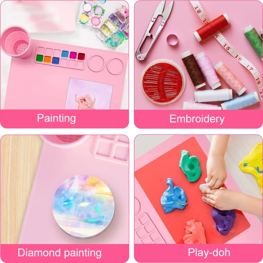 Elatam Creations Pink Silicone Painting Mat for Kids, Size: Large: 15.7 x 23.6