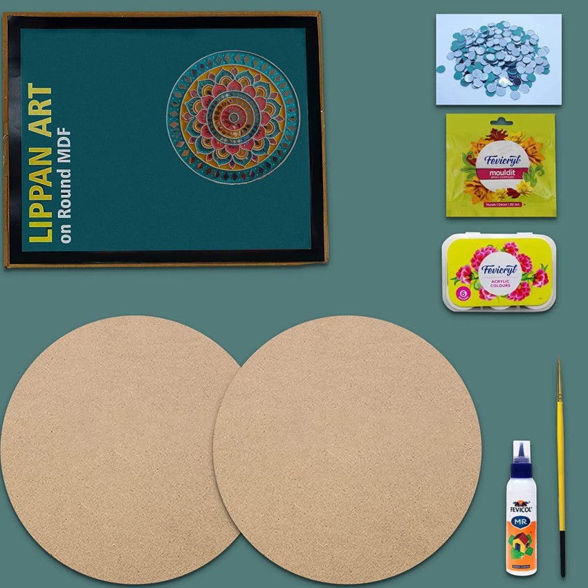 Lippan Art Material DIY Kit, A Kit With MDF Coaster Essal Stand Acrylic  Material Mirrors Art and Craft Kit 