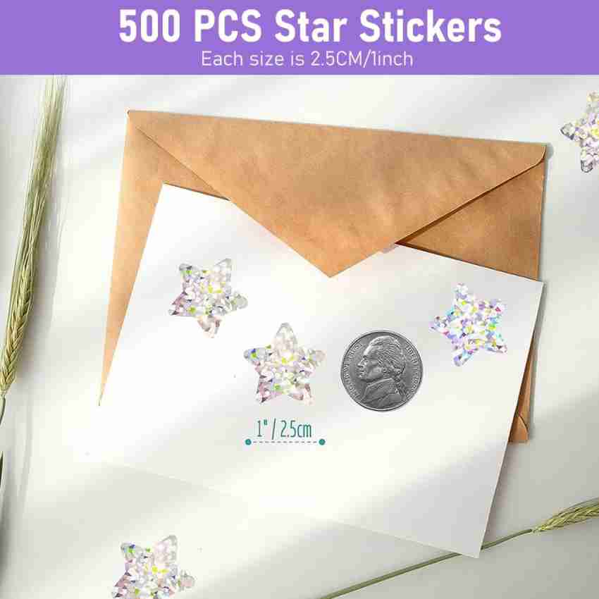  500Pcs Colors Glitter Star Stickers, 1 inch Self
