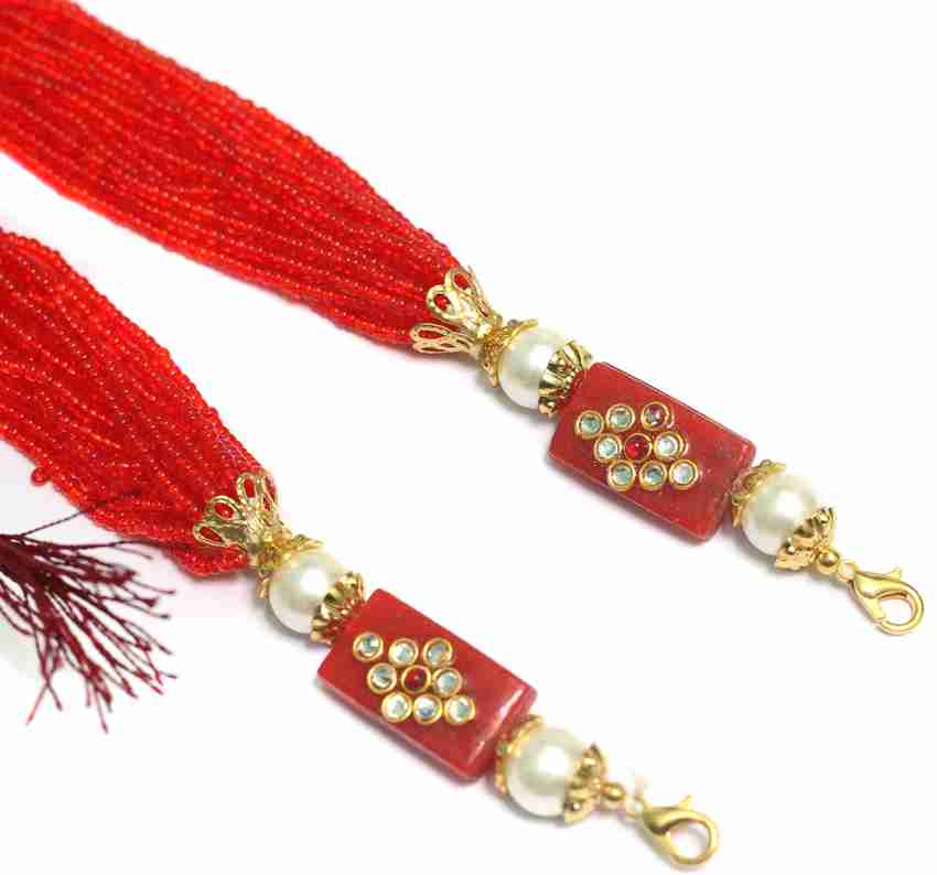 Beadsnfashion Beaded Necklace Dori Red for Jewellery Making Pack