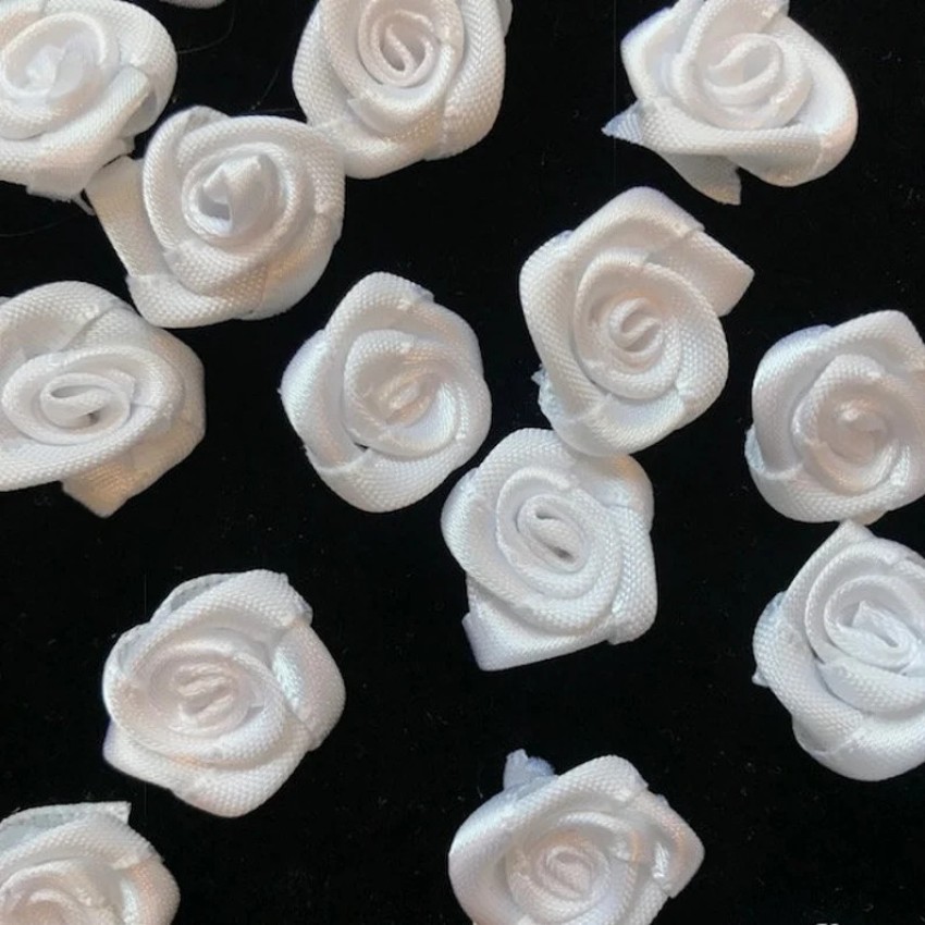 300 Pcs Mini Satin Ribbon Roses, Small Fabric Flowers for Crafts DIY Satin Flowe