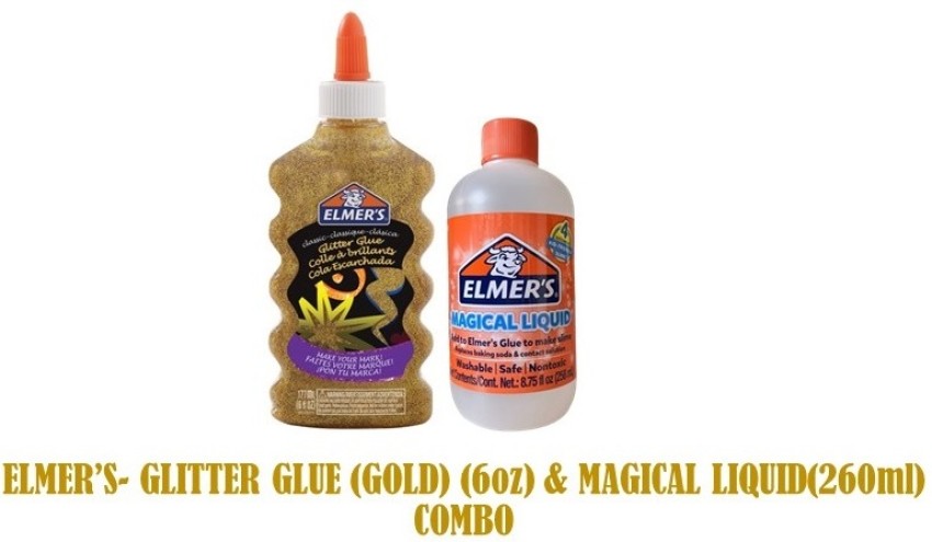 Elmer's ELMER'S- GLITTER GLUE (GOLD) (6oz) & MAGICAL LIQUID(260ml) COMBO - ELMER'S-  GLITTER GLUE (GOLD) (6oz) & MAGICAL LIQUID(260ml) COMBO . shop for Elmer's  products in India.