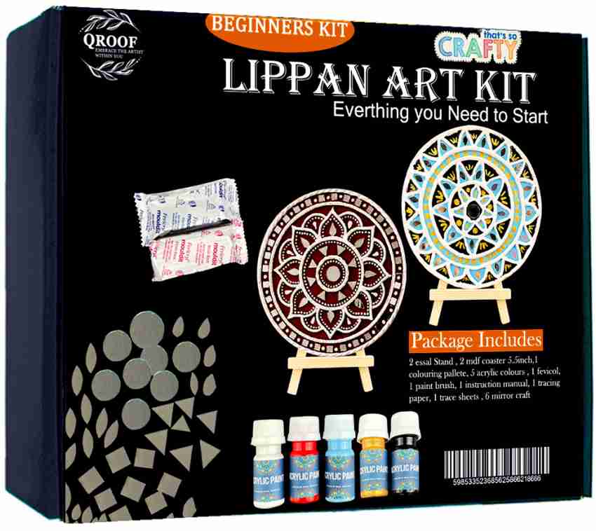 decordial 14 pcs lippan art material kit with 3 MDF 2 clay and acrylic  colours - 14 pcs lippan art material kit with 3 MDF 2 clay and acrylic  colours . Buy