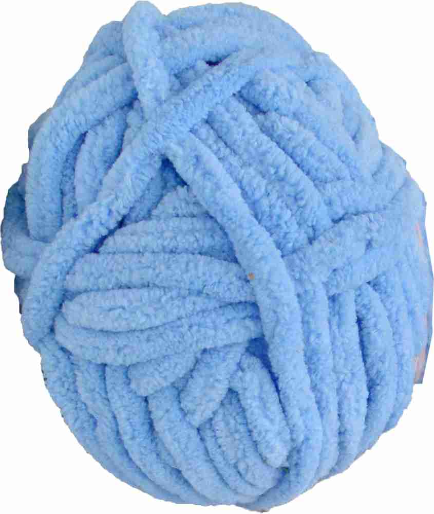 KNIT KING Knitting Yarn Thick Chunky Wool Blankie Sky Blue 400 gm Best Used with Knitting Needles Crochet Needles Wool Yarn for Knitting With Needle. E Knitting Yarn Thick Chunky Wool Blankie