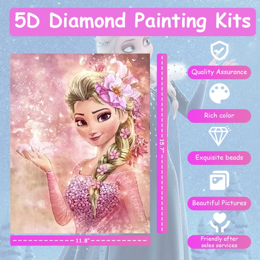 Disney Frozen Elsa in Pink 5D Diamond Painting Art