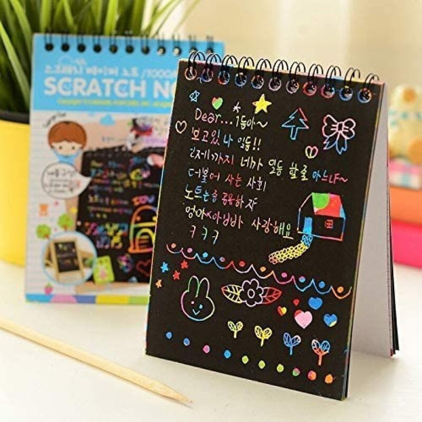 Scratch Art Set, 50 Piece Rainbow Magic Scratch Paper for Kids Black Scratch  Off - AliExpress
