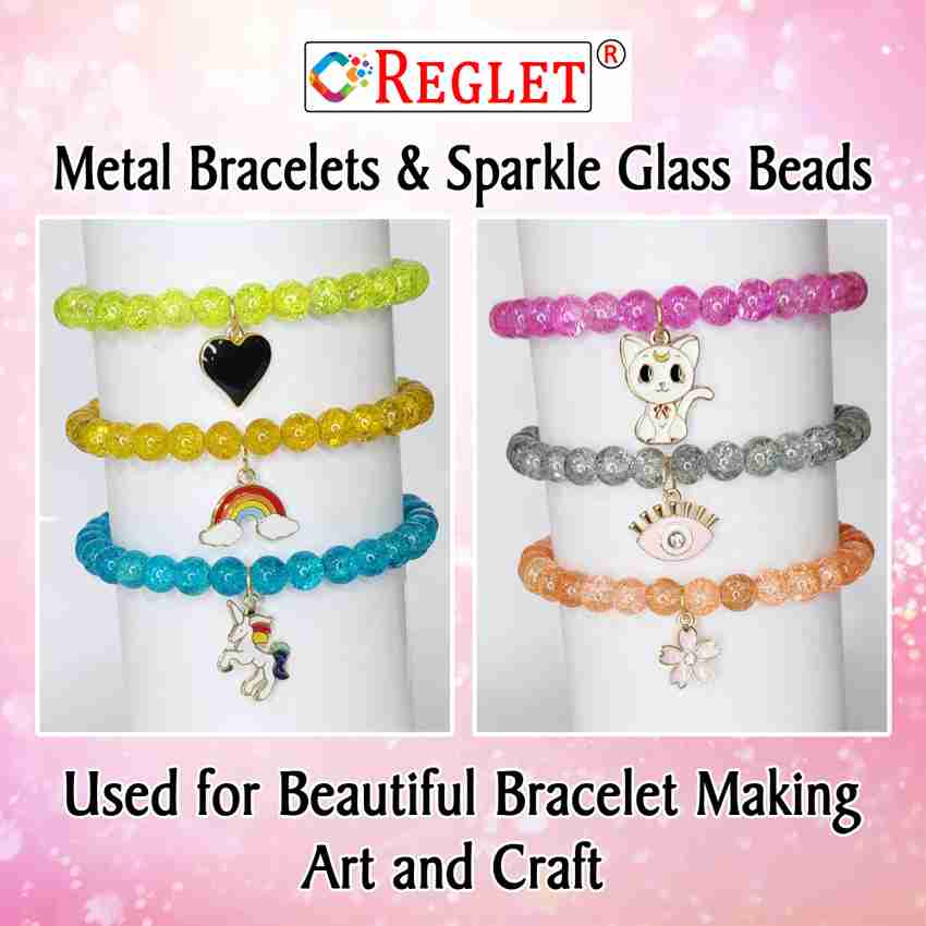 REGLET 10 Metal Charms 530 Glass Beads for Bracelet Making Kit Beads for Craft 26c 10 Metal Charms 530 Glass Beads for Bracelet Making Kit Beads for Craft 26c