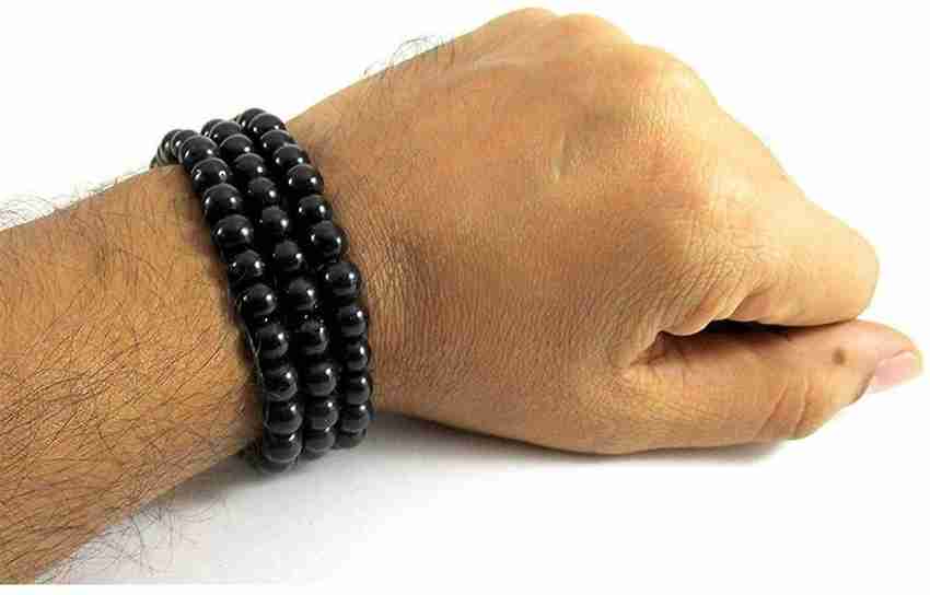 Yooko Pack Of 4 Black Moti Mala For Men Women black Stone Crystal Bracelet Pack Of 4 Black Moti Mala For Men Women black Stone Crystal Bracelet shop for Yooko products in