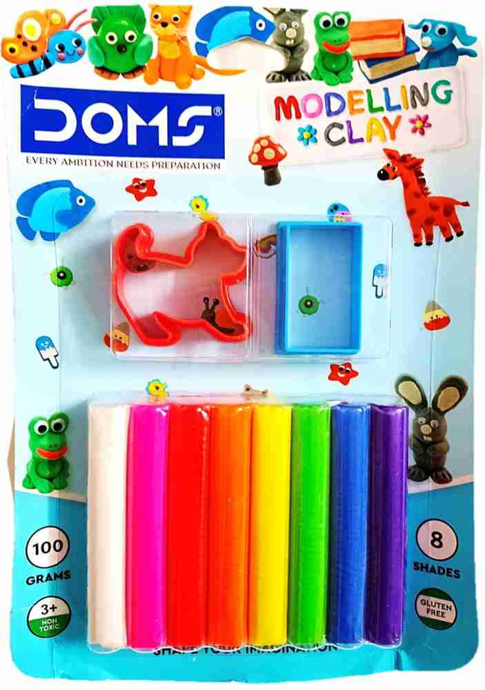 DOMS Modelling Clay with Various Moulds Multicolour pack of 2