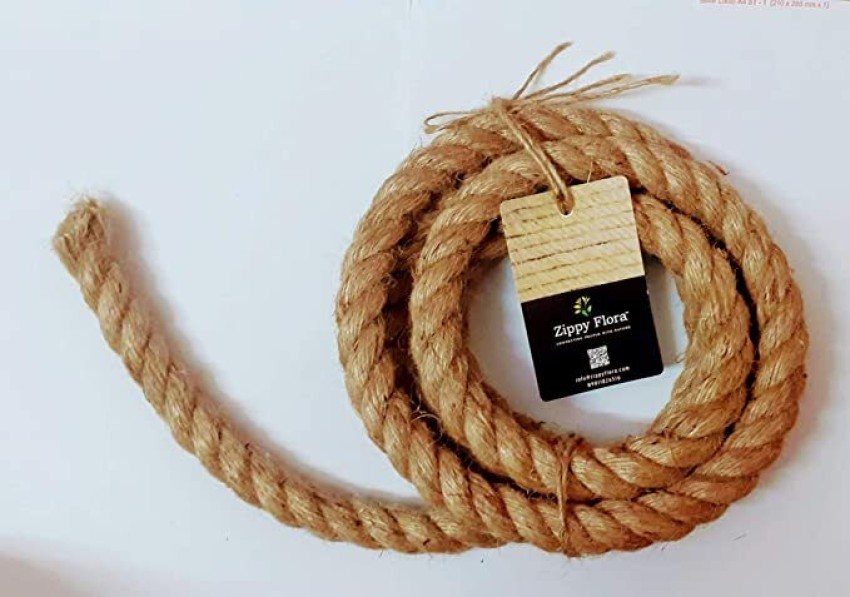 Zippy Flora Jute Rope, 18 mm (0.75 inch Thick)Twisted Cord for Craft  Projects Rope 2 Meter - Jute Rope, 18 mm (0.75 inch Thick)Twisted Cord for  Craft Projects Rope 2 Meter .