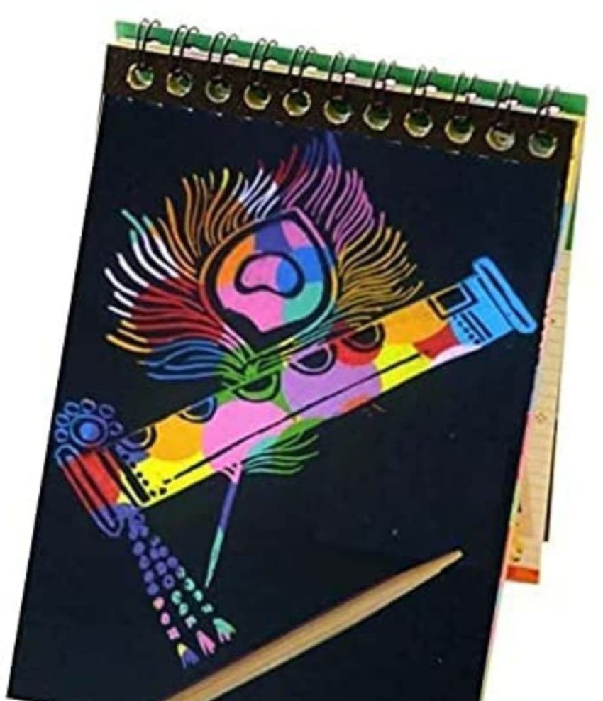 Rainbow scratch paper Art, Mandala art on Magic Colorful Drawing Book