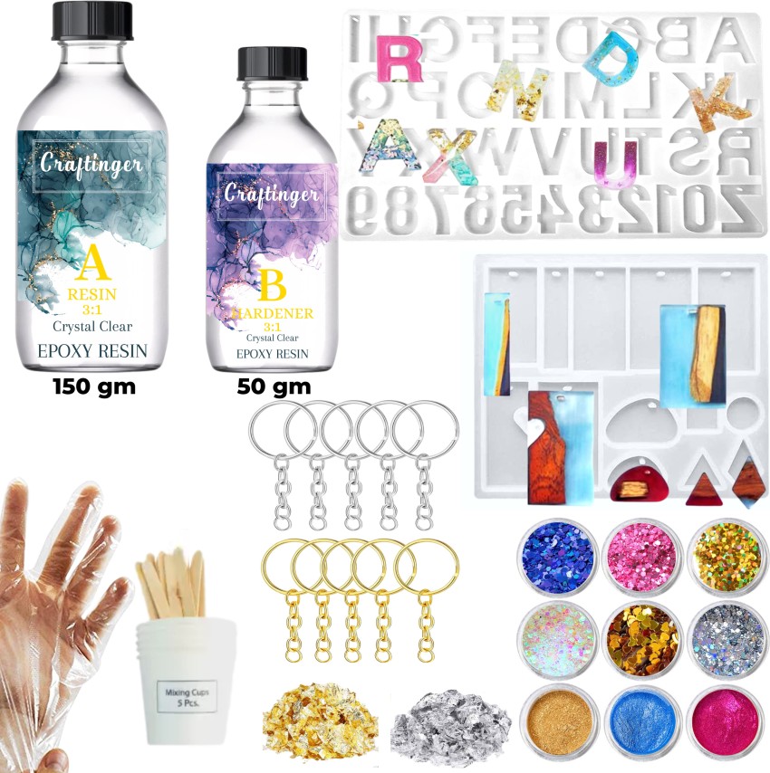 Craftinger Diy Resin Art Kit With Coaster Keychain Mould and colors