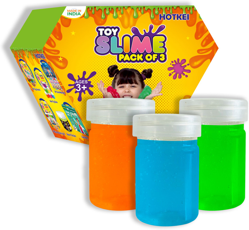 HOTKEI Neon Slime Toys jelly slime putty clay set for girls boys kids Pack of 3 Neon Slime Toys jelly slime putty clay set for girls boys kids Pack of 3
