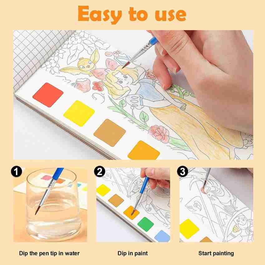 Watercolor Coloring Book Kids Paint Set With Pen Mini Coloring