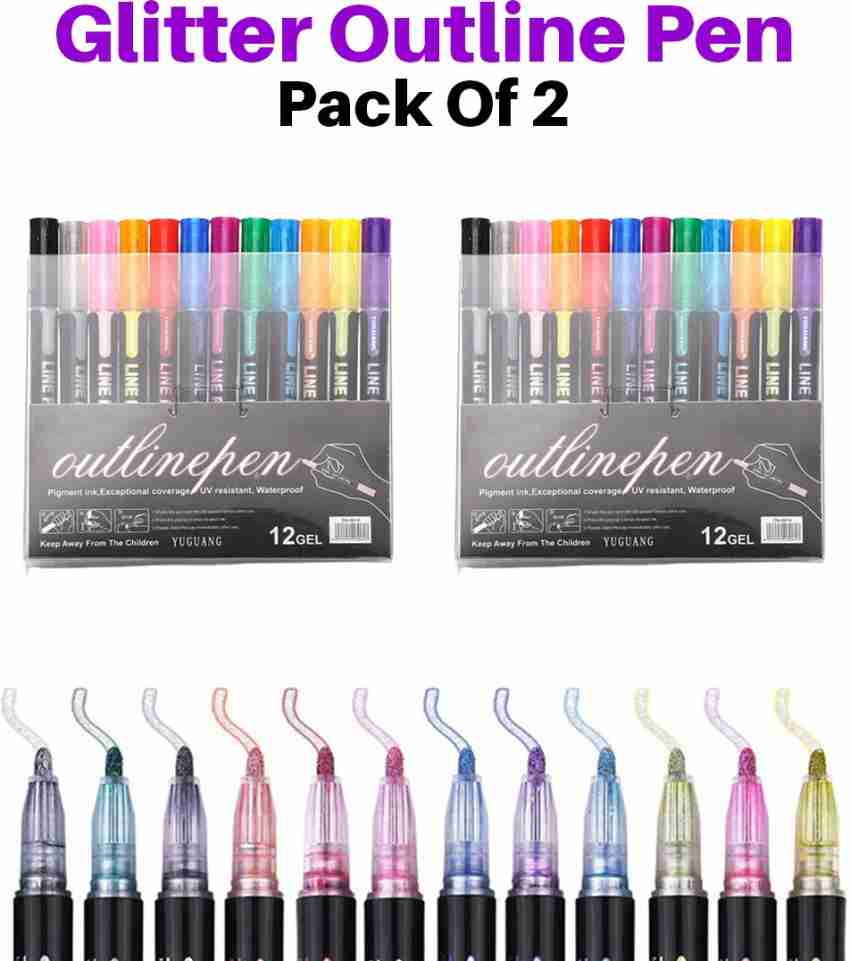 Outline Markers Glitter Pens Metallic - 24 Colors Markers for Kids