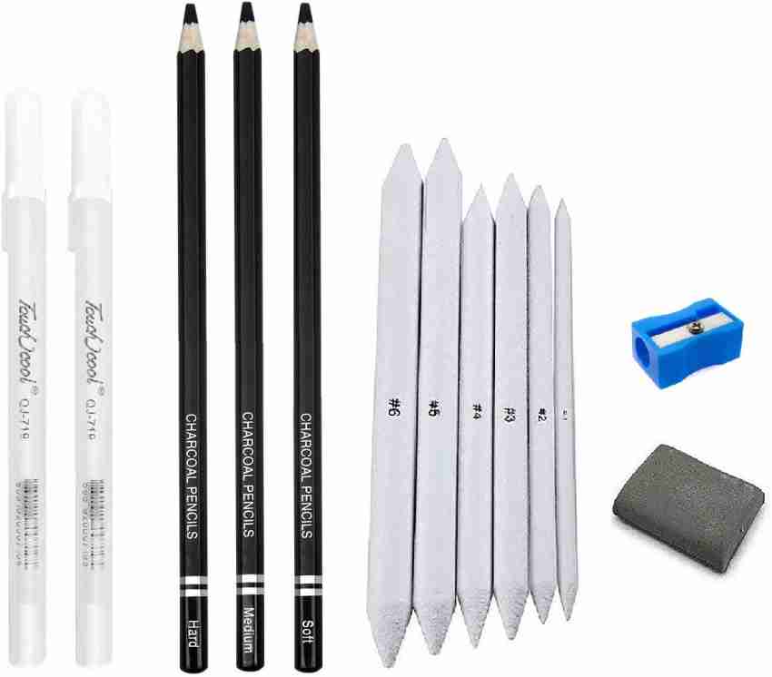 Brustro Woodless Charcoal Pencil Set + Blending Stumps & Erasers Kit / Shop  now ! – BrustroShop