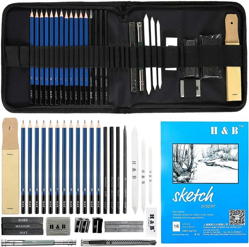 54-Piece Drawing & Sketching Art Set with 4 Sketch Pads - Graphite