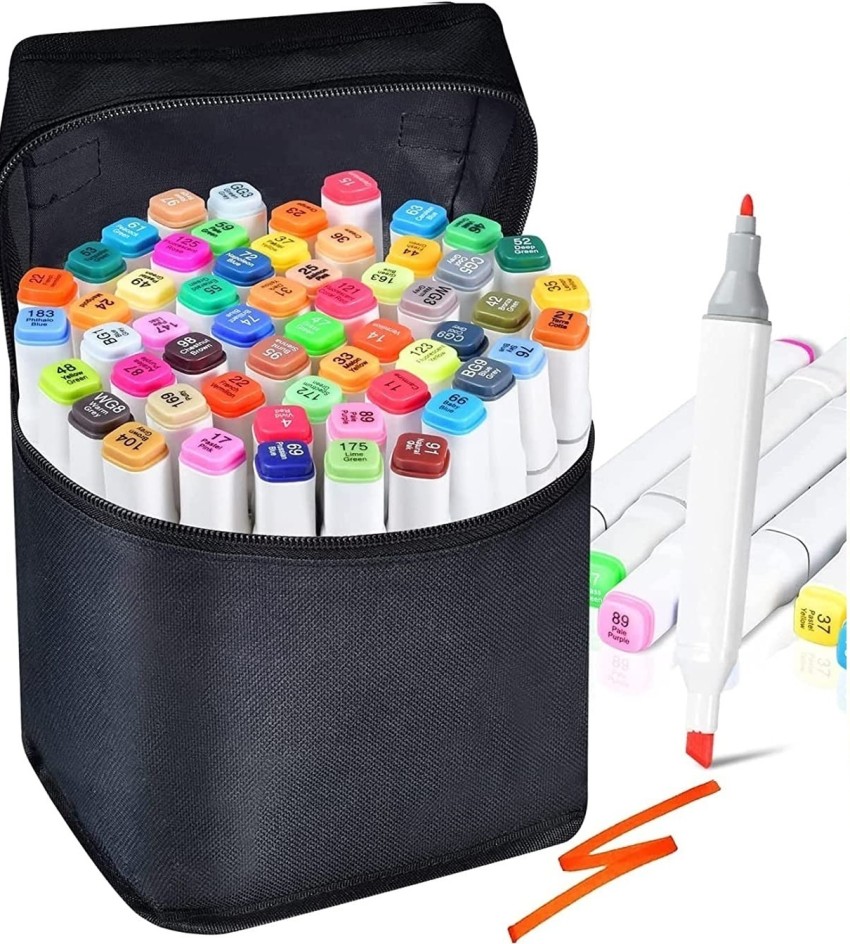 Corslet 24 Alcohol Markers Dual Tip Broad and Fine Art with  Carrying Case for Colouring - 24 Alcohol Markers Dual Tip Broad and Fine  Art with Carrying Case for Colouring