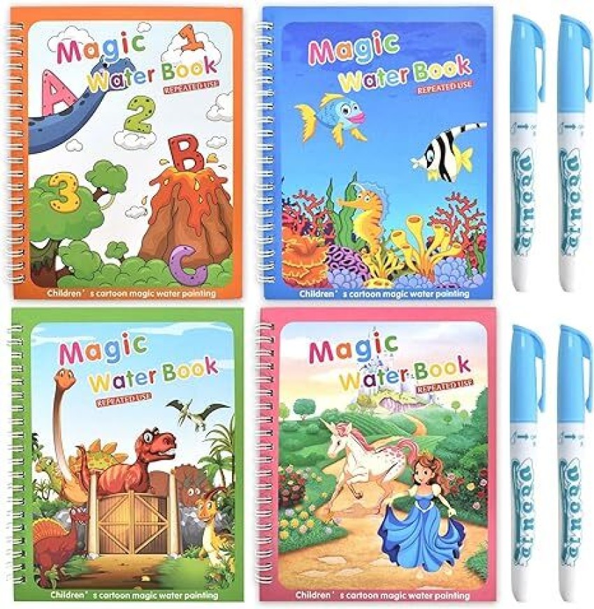 HIRNAYA Magic water book For kid Drawing Reusable water  colouring book with Magic pen - Magic Water book/ Magic pen