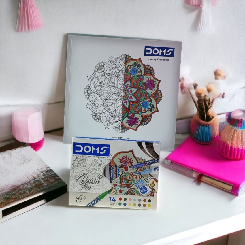 13pc Adult Coloring Book Set Colored Pencil Mandala Design Stress Relieving Calm