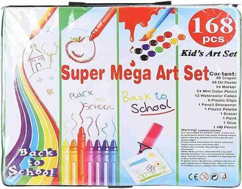 168Pcs Set Kids Super Mega Art Coloring Set Crayons Oil Pastels