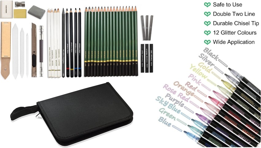 KEEP SMILING ART SKETCHING KIT DRAWING PENCIL SET OF 42PCS