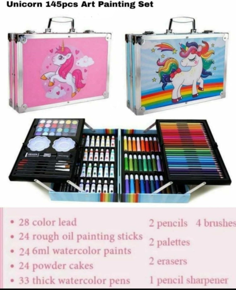 Unicorn Art Set Gift Box 64 Piece Kids Painting & Drawing Kit - 99