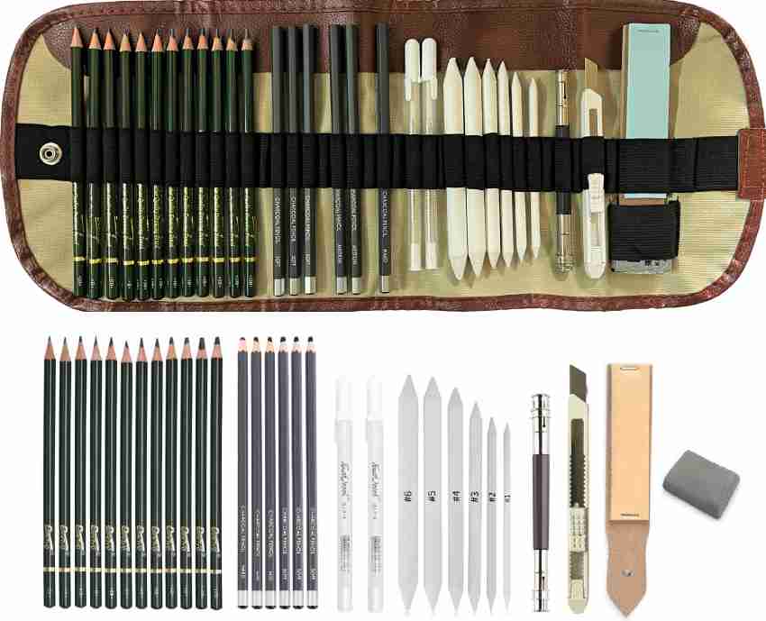 NYONI 29pcs Sketch Drawing Pencil Set 2H H HB 2B 4B 6B 8B 12B 14B