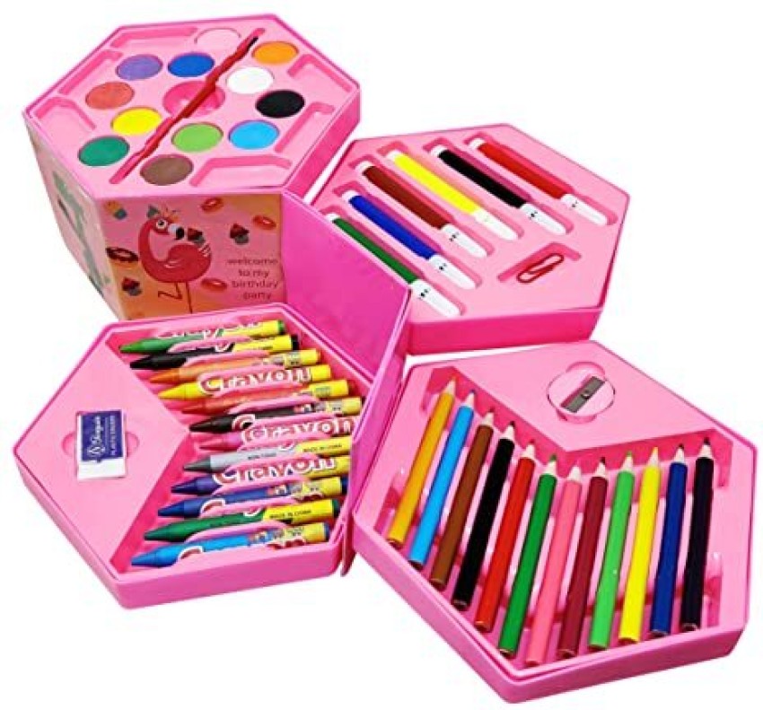 46 Pcs Drawing Set for Kids ,Set with Color Box, Pencil Colors Crayons  Colors Water Color