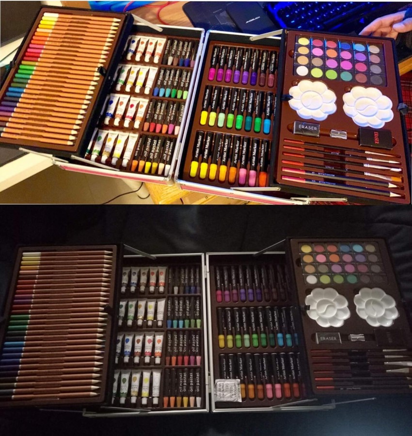 145pc Artists Aluminium Art Case Colouring Pencils Painting Set