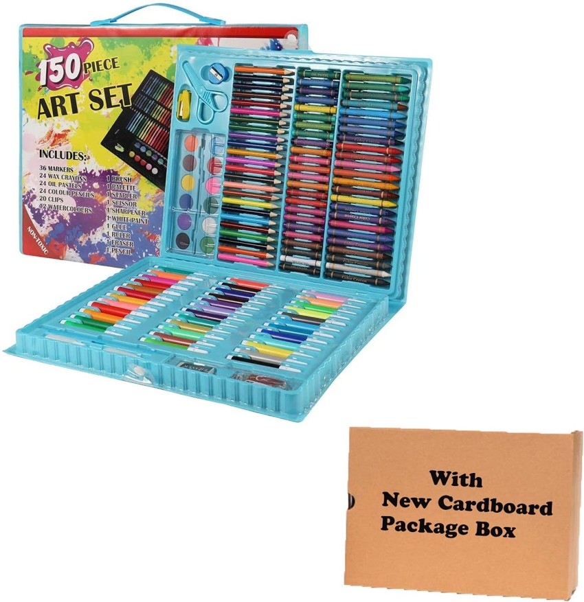 150 Piece Deluxe Art Set, Art Box & Drawing Kit with Crayons, Oil