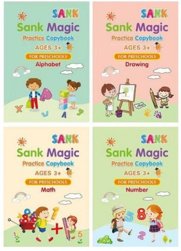 WDIZE Magic Book For Kids ( 4 Book + 10 Refill + 1 Pen + 1  Grip ) - Magic Book For Kids