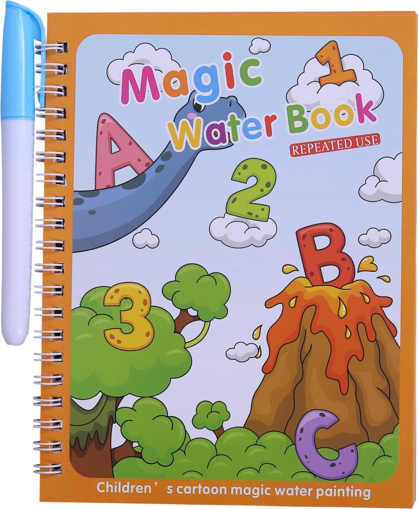 PlayKith Magic Water Coloring Book Magic Water Drawing Book  Reuse & Water Reveal Pen - Water Magic Book