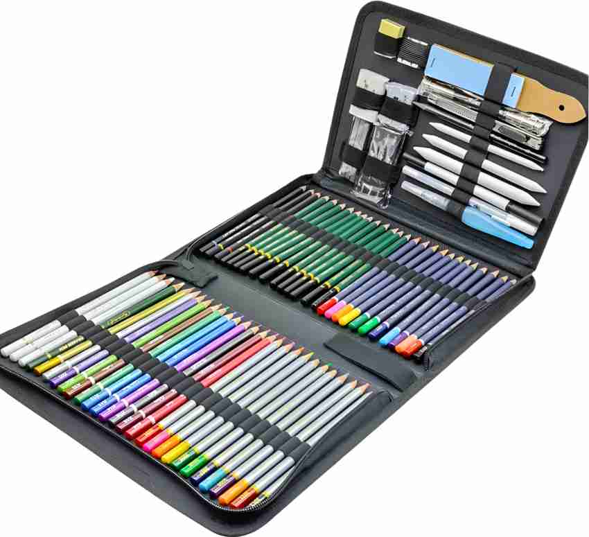 Flipkart PEACORA 75 Pieces Professional Drawing and Sketching Pencil Set Kit for Artist Professional Drawing Pencils and Sketch Kit for Artist