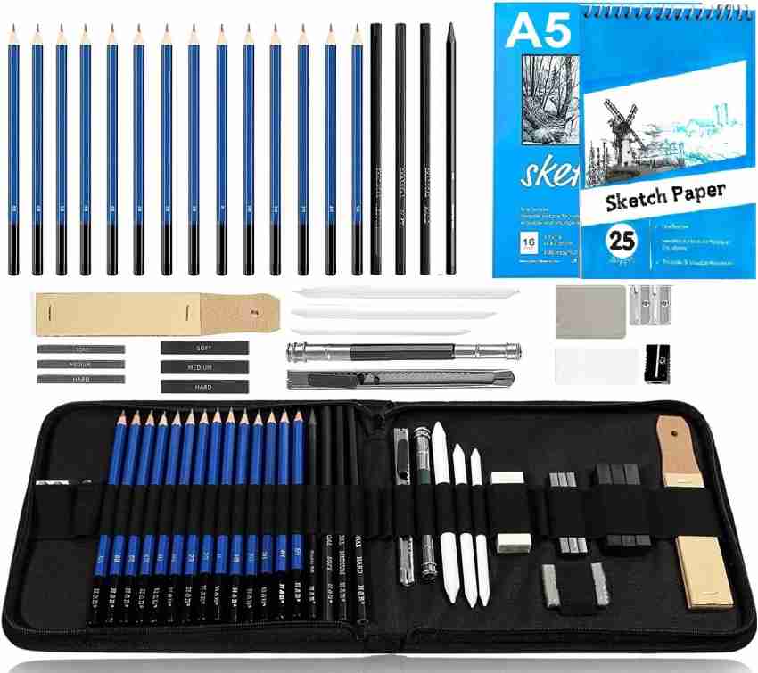 36 Pcs Drawing Pencils Set 2 X A5 Sketch Book for Shading Pencil Set,  Drawing Pencils