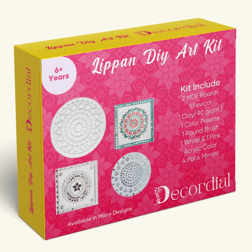 decordial Krishna lippan art materials DiY kit with 8  2  Round MDF board - Mandala and Lippan Art