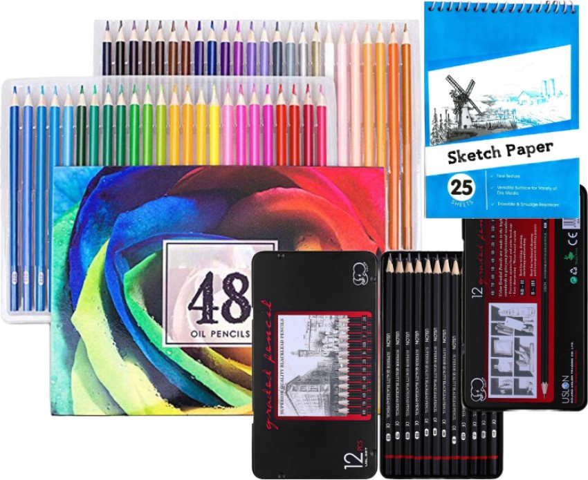 60-Piece Colored Pencils & Drawing Pencils Set