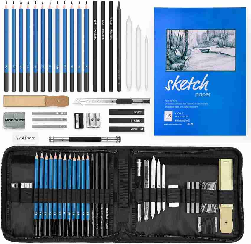 ARTTWALA Sketching Kit 35 Pc Art Sketching Kit Graphite  Charcoal Drawing Pencil Set - ART SET