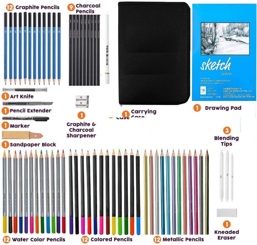 Soucolor 71 Piece Drawing Pencil Artist Kit Art