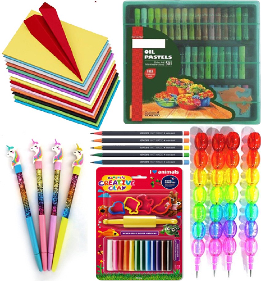 YAKONDA Art Set/Craft Kit/Art&Craft Kit/Oil Pastels/Clay/Glitter  Pen - Art Set/Craft Kit/Art&Craft Kit/Oil Pastels/Clay