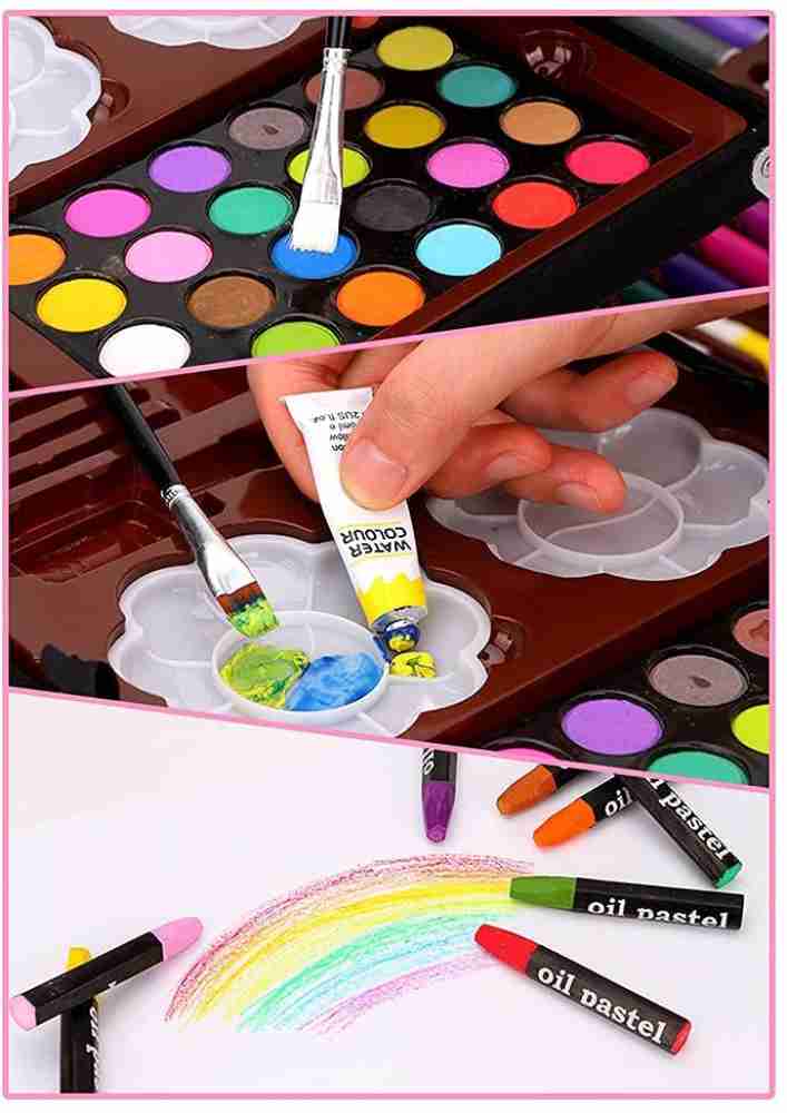 HEZKOL 145 Pcs Deluxe Art Supplies Kit in Portable Case  Painting & Drawing Set for Kids - Drawing Art Kit
