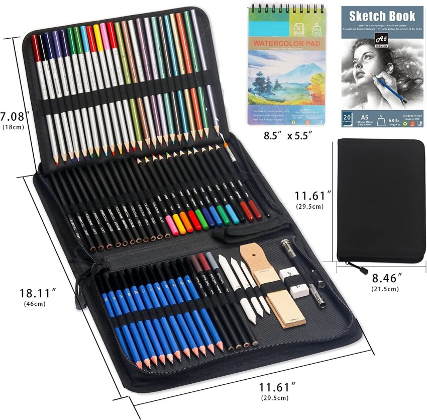Corslet 76 Pcs Drawing Pencils and Sketch Kit, Professional  Sketch Pencils Set - Sketching Kit Drawing Pencils for Artists Kit