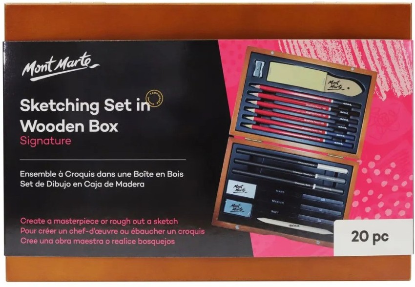 Mont Marte Signature Sketching Set In Wooden Box 21pc