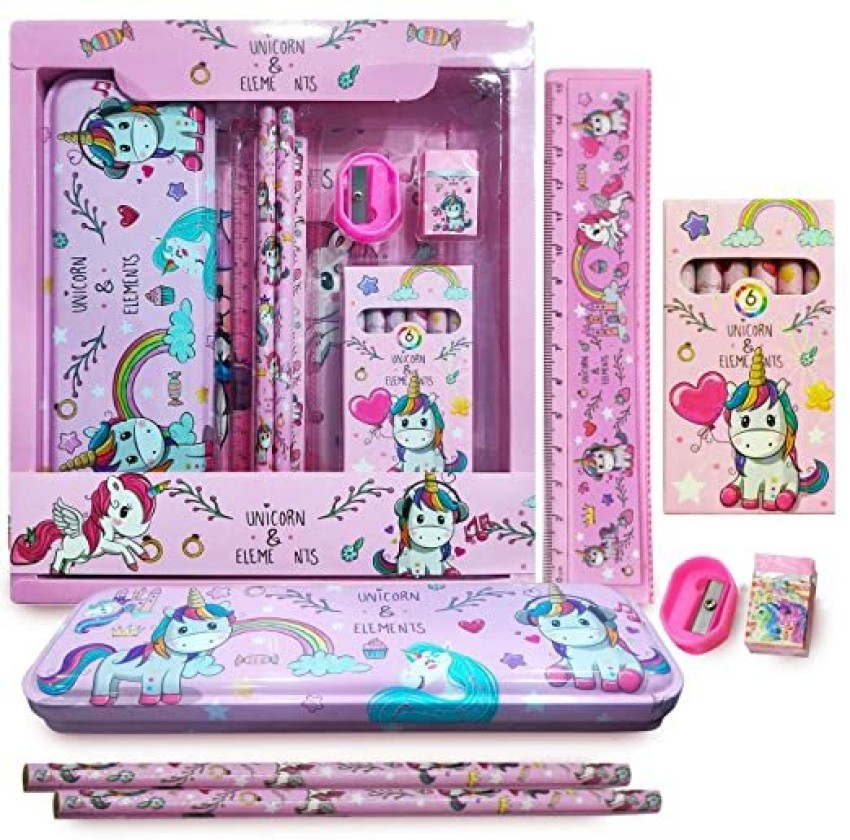 ARB Unicorn Stationary Kit for Girls Pencil Pen Eraser Sharpener -  Stationary Kit Set for Girls/Birthday