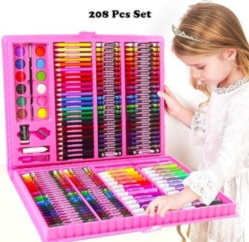 208 Pcs Kid Draw Set Colored Pencil Crayon