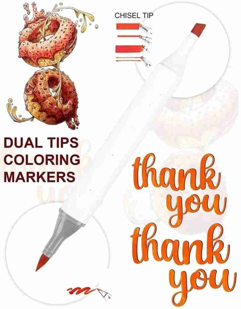 Ohuhu Markers for Adult Coloring Books: 64 Colors Art Markers Dual Brush  Chisel Tips Drawing Pens Water-Based Coloring Markers for Kids Adults