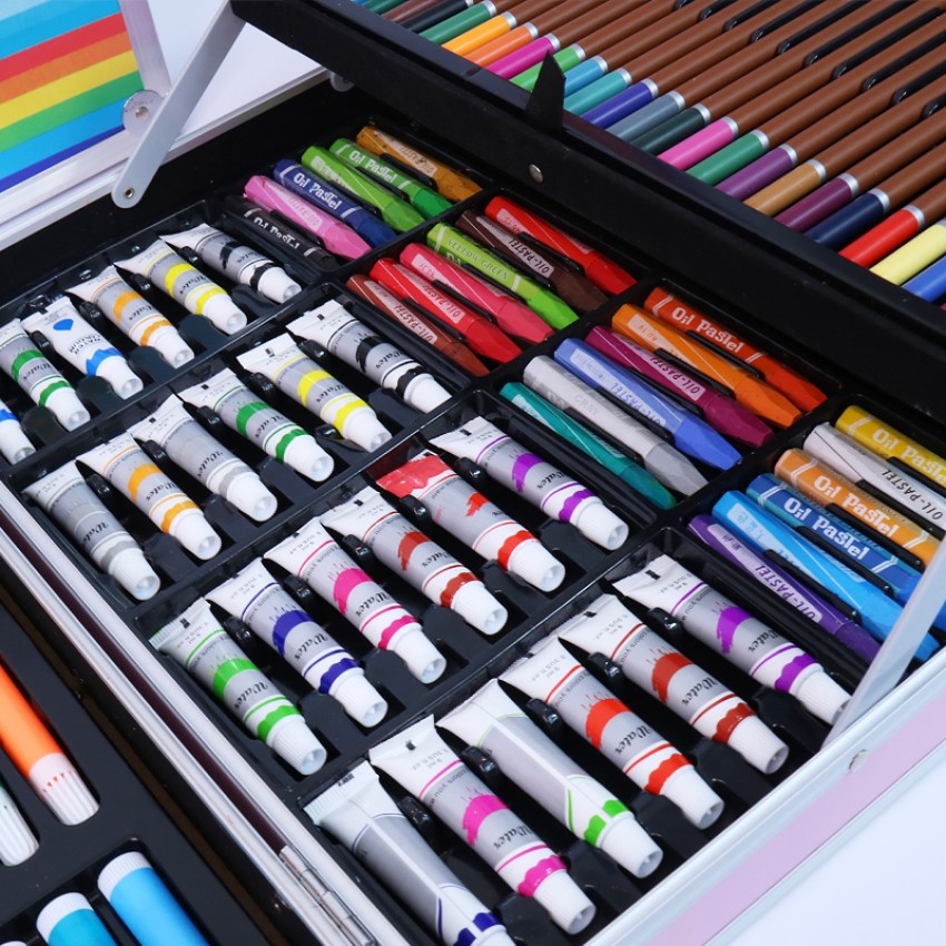 Like it 145 Piece Deluxe Art Set, Art Box & Drawing Kit - 145  Piece Deluxe Art Set, Art Box & Drawing Kit with Crayons, Oil Pastels,  Colored Pencils, Watercolor