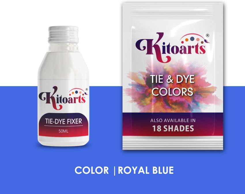 Kitoarts Royal Blue Dye for Clothes 50 Gm, Fixer 50 Ml,  Fabric Dye for Clothes Permanent - Powder Form, Permanent Dye