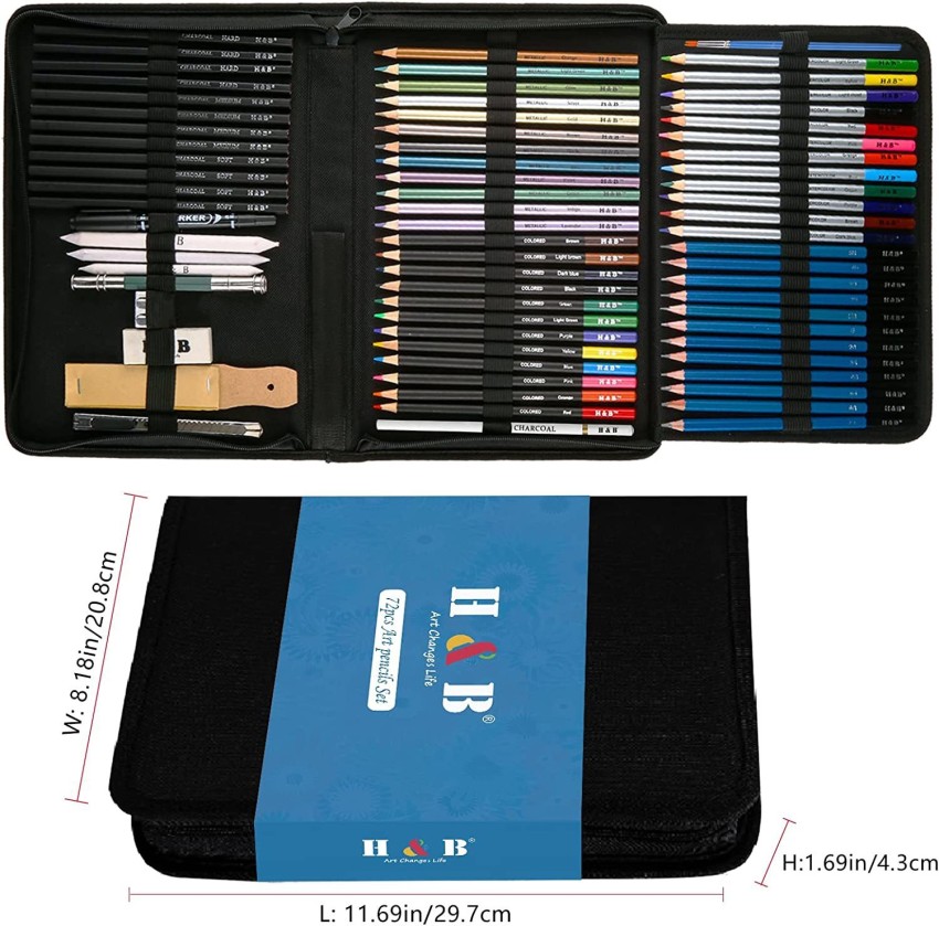 Corslet 155 Pc Drawing Kit 12 Sketch Pencils Set