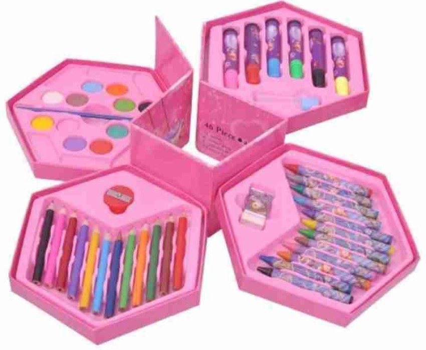 Kidzoo 46 Pieces Kids Multicolor Colouring Set - Kids First  Multi- Colouring Compact Kit Set